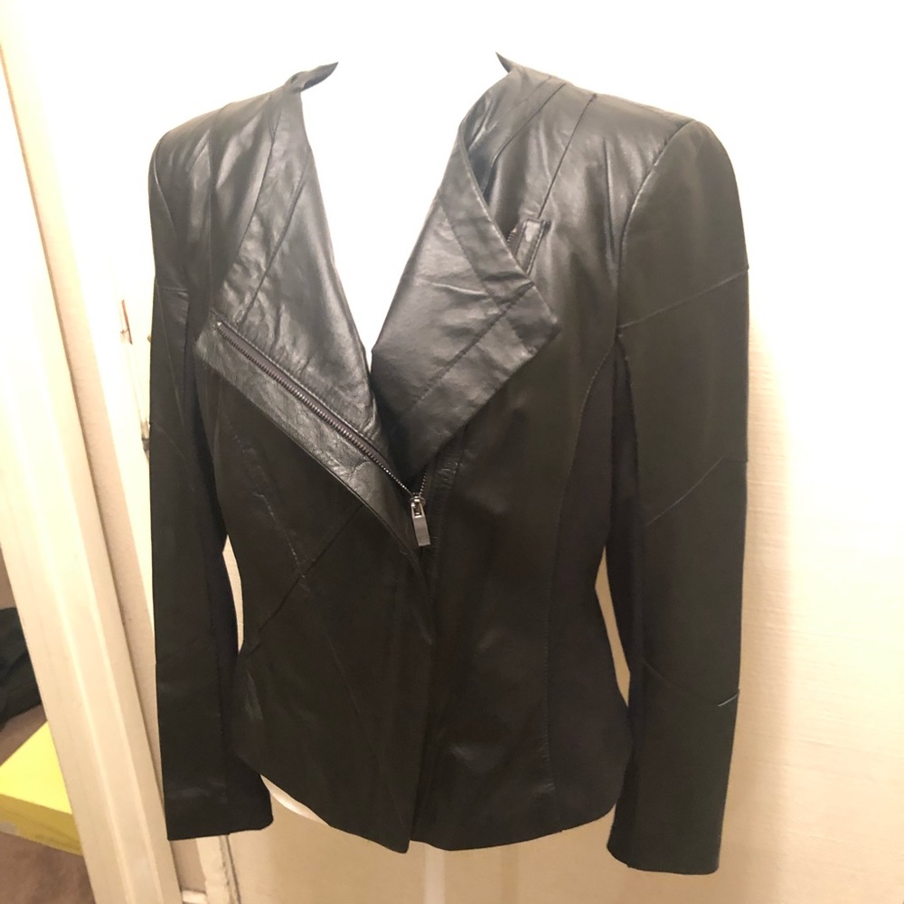 Women’s BeBe Black Leather Black Jacket
